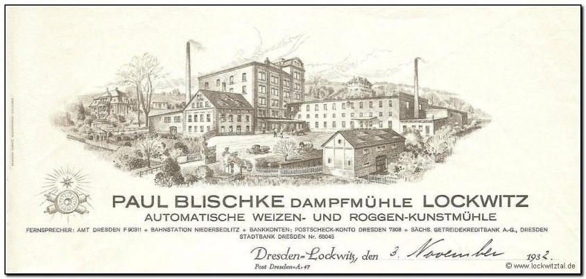 Briefkopf Blischke Mühle 1932