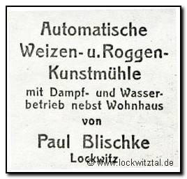 Anzeige Paul Blischke Lockwitz