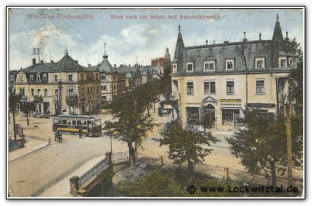 Kreuzung Schul-Bahnhofstraße 1912 mit Lockwitztalbahn